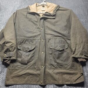 Vtg Filson Mens XXL Waxed Cotton Field Jacket Hooded Green Style 1438N Talon USA